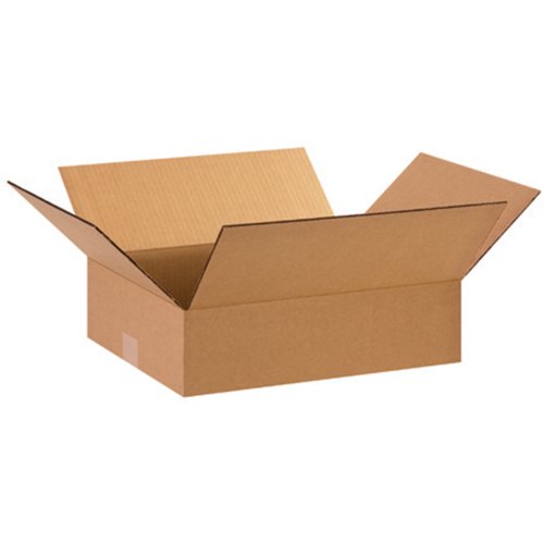 Aviditi 15124 Flat Corrugated Cardboard Box 15" L x 12" W x 4" H, Kraft, for Shipping, Packing and Moving (Pack of 25)