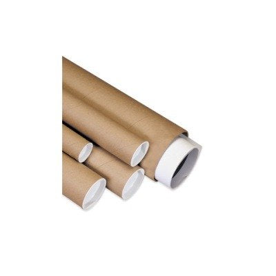 Aviditi P4018K Mailing Tubes with Caps, 4" x 18", Kraft (Pack of 15)