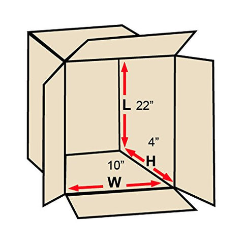 Aviditi 22104100PK Flat Corrugated Boxes, 22" L x 10" W x 4" H, Kraft (Pack of 100)