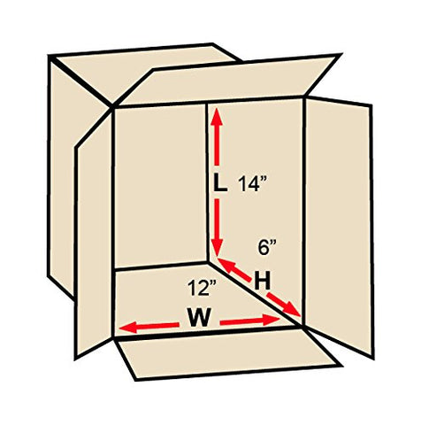 Aviditi 14126100PK Corrugated Boxes, 14" L x 12" W x 6" H, Kraft (Pack of 100)