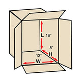Aviditi 1612875PK Corrugated Boxes, 16" L x 12" W x 8" H, Kraft (Pack of 75)
