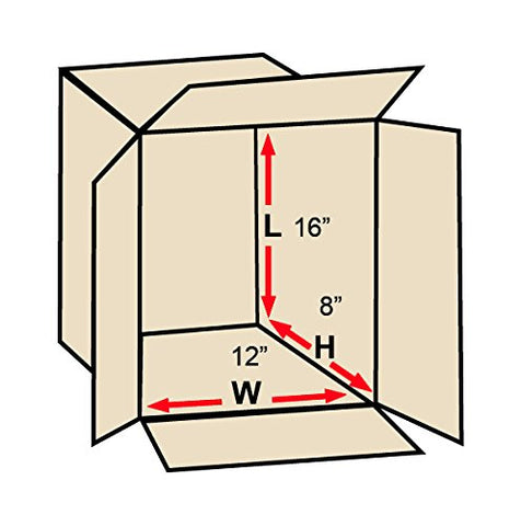 Aviditi 1612875PK Corrugated Boxes, 16" L x 12" W x 8" H, Kraft (Pack of 75)