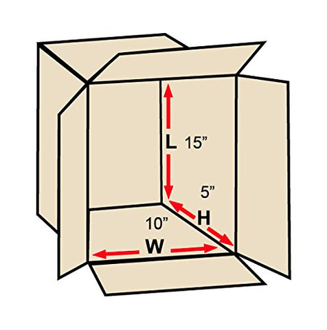 Aviditi 15105100PK Flat Corrugated Boxes, 15" L x 10" W x 5" H, Kraft (Pack of 100)