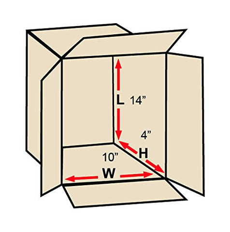 Aviditi 14104100PK Flat Corrugated Boxes, 14" L x 10" W x 4" H, Kraft (Pack of 100)