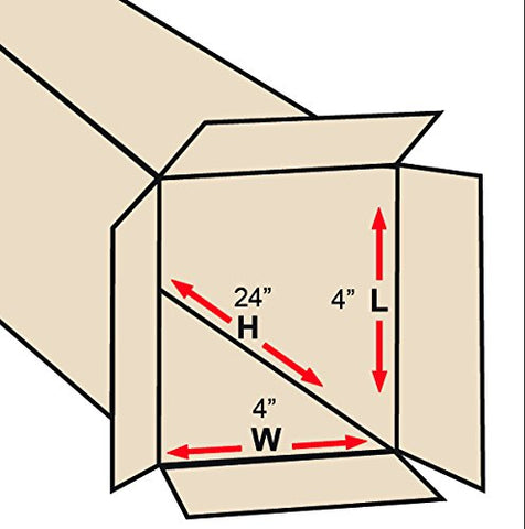 Aviditi 4424 Tall Corrugated Box, 4" Length x 4" Width x 24" Height, Kraft (Bundle of 25)