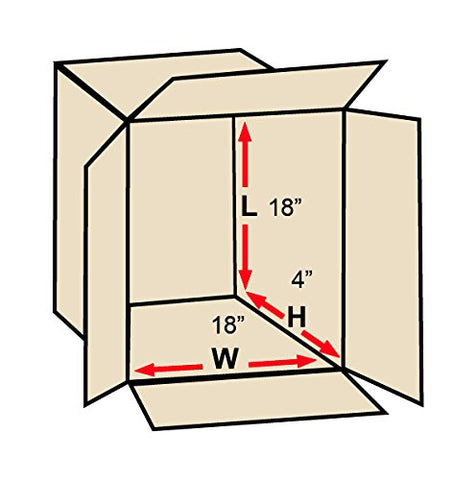 Aviditi 1818450PK Flat Corrugated Boxes, 18" L x 18" W x 4" H, Kraft (Pack of 50)