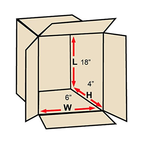 Aviditi 1864100PK Long Corrugated Boxes, 18" L x 6" W x 4" H, Kraft (Pack of 100)