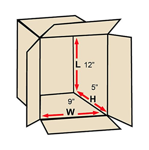 Aviditi 1295100PK Corrugated Boxes, 12" L x 9" W x 5" H, Kraft (Pack of 100)