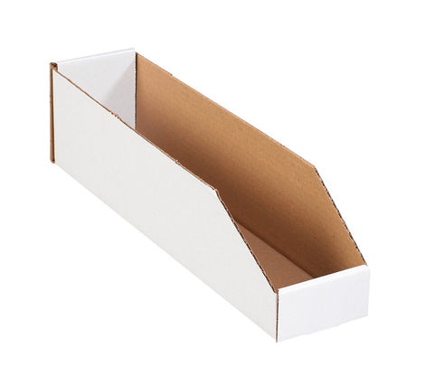 Aviditi BINBWZ418 Corrugated Open Top Bin Box, 18" Length x 4" Width x 4-1/2" Height, Oyster White (Case of 50)