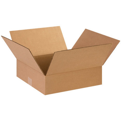 Aviditi 14144 Flat Corrugated Box, 14" Length x 14" Width x 4" Height, Kraft (Bundle of 25)