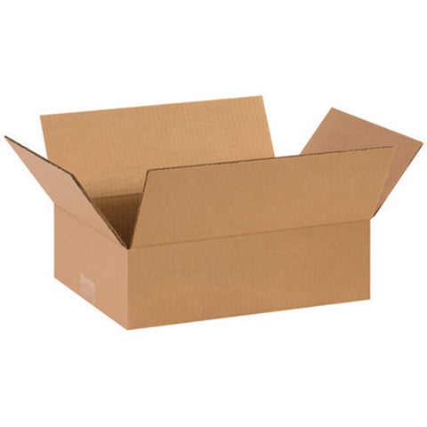 Aviditi 14104 Flat Corrugated Box, 14" Length x 10" Width x 4" Height, Kraft (Bundle of 25)