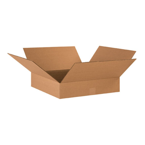 Aviditi 18184 Flat Corrugated Box, 18" Length x 18" Width x 4" Height, Kraft (Bundle of 25)