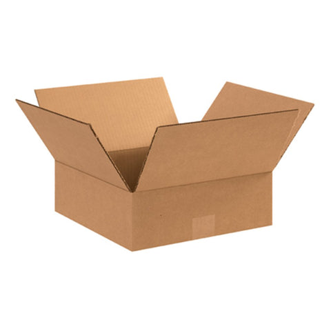 Aviditi 12124 Flat Corrugated Box, 12" Length x 12" Width x 4" Height, Kraft (Bundle of 25)