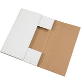 100 - 9-5/8 x 6 5/8 x 1 1/4 White Multi Depth Bookfold Mailer Book Box Bookfolds