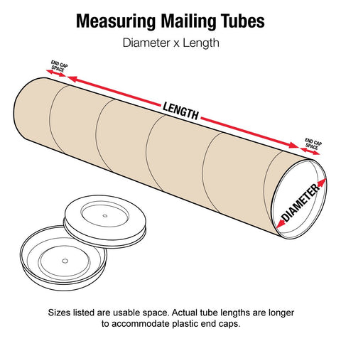 Aviditi P2536K Mailing Tubes with Caps, 2-1/2" x 36", Kraft (Pack of 34)