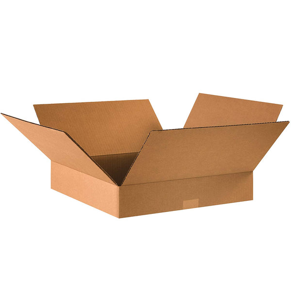 BOX USA B16163 Flat Corrugated Boxes, 16" x 16" x 3", Kraft (Pack of 25)