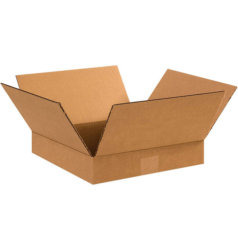 Aviditi 12122100PK Flat Corrugated Boxes, 12" L x 12" W x 2" H, Kraft (Pack of 100)