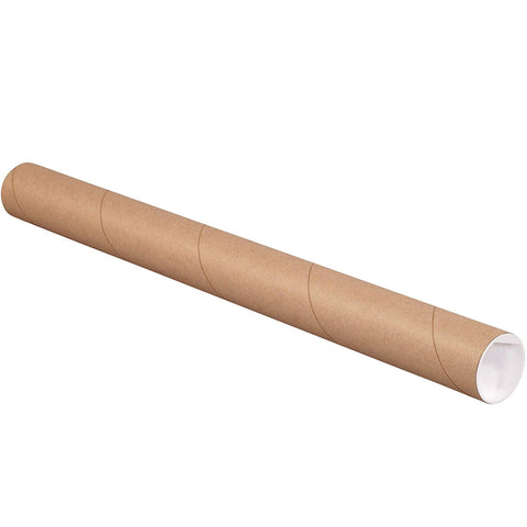 Aviditi P2015K Mailing Tubes with Caps, 2" x 15", Kraft (Pack of 50)