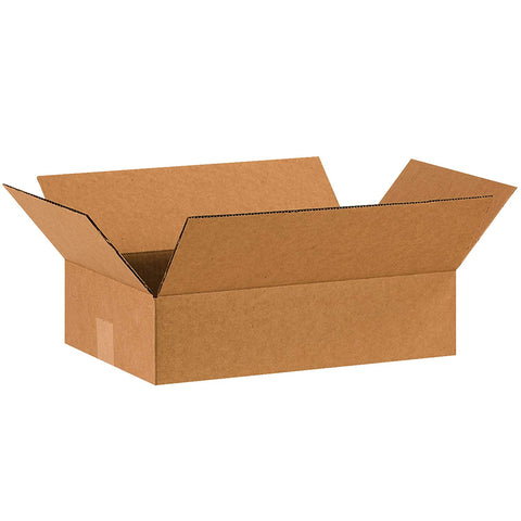 Aviditi 16104100PK Flat Corrugated Boxes, 16" L x 10" W x 4" H, Kraft (Pack of 100)