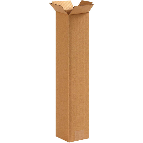 Aviditi 4420100PK Tall Corrugated Boxes, 4" L x 4" W x 20" H, Kraft (Pack of 100)