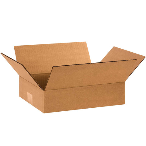 Aviditi 1283100PK Flat Corrugated Boxes, 12" L x 8" W x 3" H, Kraft (Pack of 100)