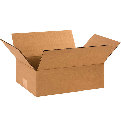 Aviditi 1294100PK Flat Corrugated Boxes, 12" L x 9" W x 4" H, Kraft (Pack of 100)