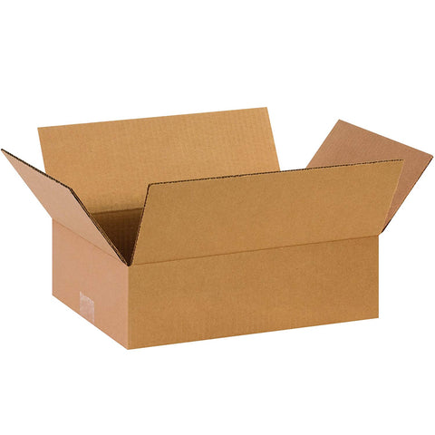 Aviditi 14104100PK Flat Corrugated Boxes, 14" L x 10" W x 4" H, Kraft (Pack of 100)