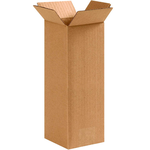 Aviditi 4410100PK Tall Corrugated Boxes, 4" L x 4" W x 10" H, Kraft (Pack of 100)