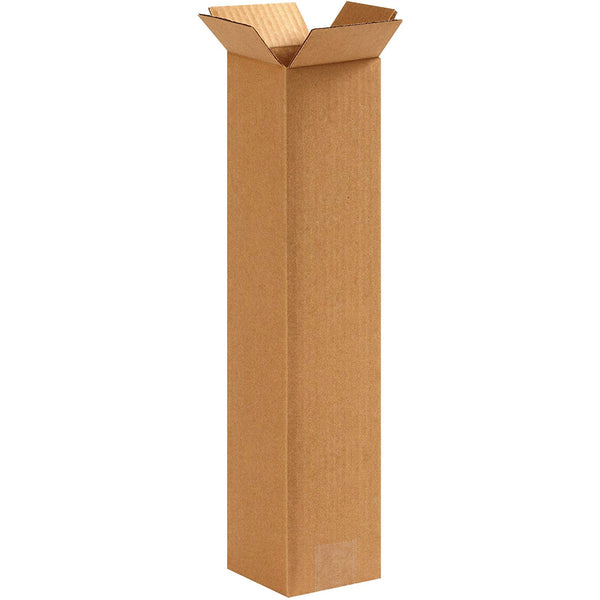Aviditi 4418100PK Tall Corrugated Boxes, 4" L x 4" W x 18" H, Kraft (Pack of 100)