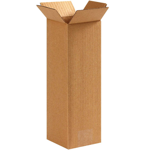 Aviditi 4412100PK Tall Corrugated Boxes, 4" L x 4" W x 12" H, Kraft (Pack of 100)