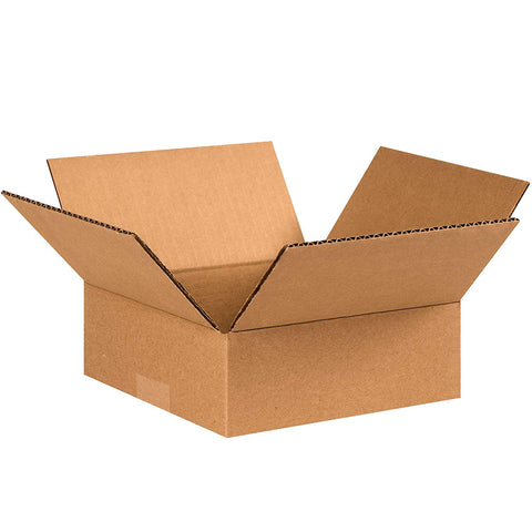 Aviditi 993100PK Flat Corrugated Boxes, 9" L x 9" W x 3". H, Kraft (Pack of 100)