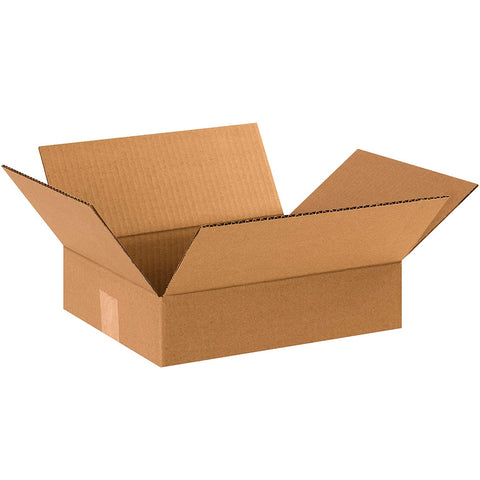 Aviditi 12103100PK Flat Corrugated Boxes, 12" L x 10" W x 3" H, Kraft (Pack of 100)