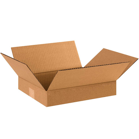 Aviditi 12102100PK Flat Corrugated Boxes, 12" L x 10" W x 2" H, Kraft (Pack of 100)