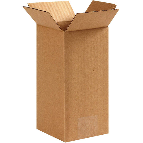 Aviditi 448100PK Tall Corrugated Boxes, 4" L x 4" W x 8" H, Kraft (Pack of 100)